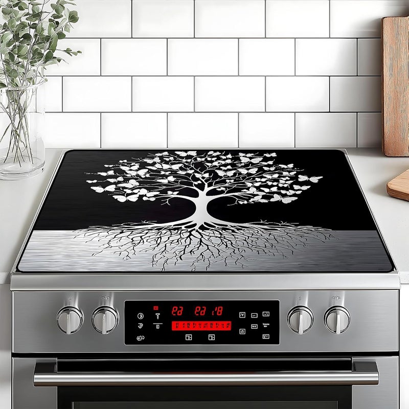 BVBOX Tree of Life Stove Top Cover Retro Flower Gas Stove Top Cover for Home Decoration Kitchen Pad Non-Stick Washable Cooktop Covers Countertop Protector Keep Stove Clean 28"x20" - Image 1